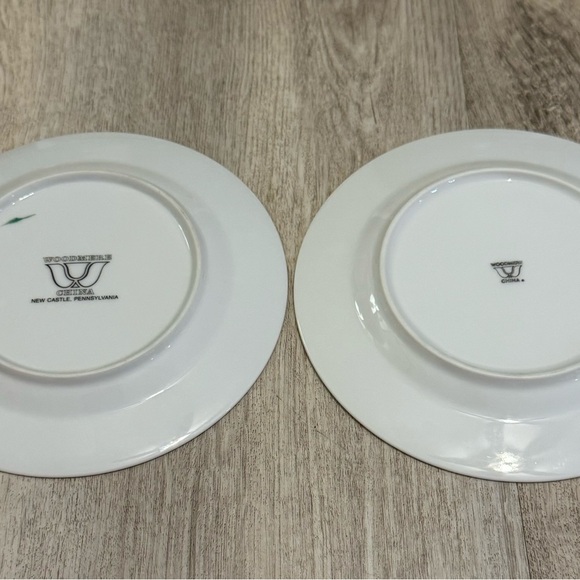 VINTAGE WOODMERE China Set Of 8 Christmas Tree Holiday Desert Plates - EUC - Picture 5 of 8